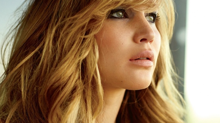 green eyes, face, girl, Jennifer Lawrence, blonde, Hollywood, freckles