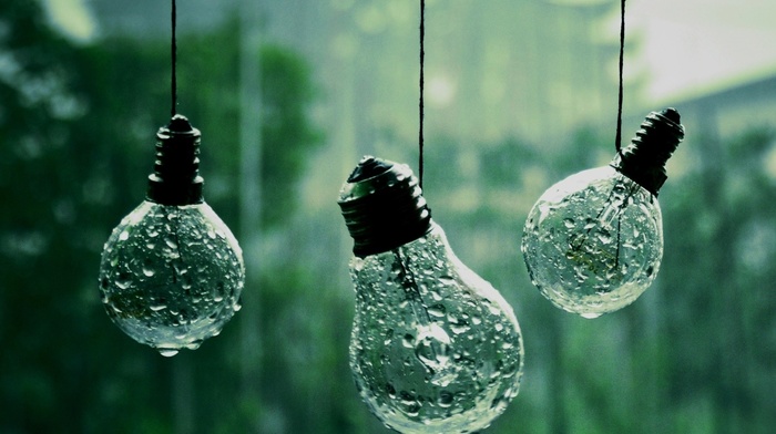 rain, water drops, lightbulb