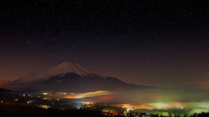 night, nature, mountain, Japan