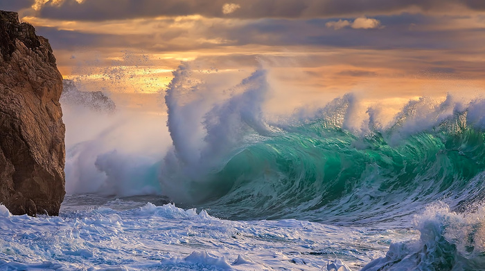 wave, rocks, nature, storm, stunner, stone, sky, sea, wind