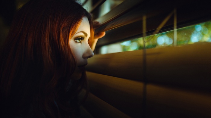 face, redhead, looking away, girl