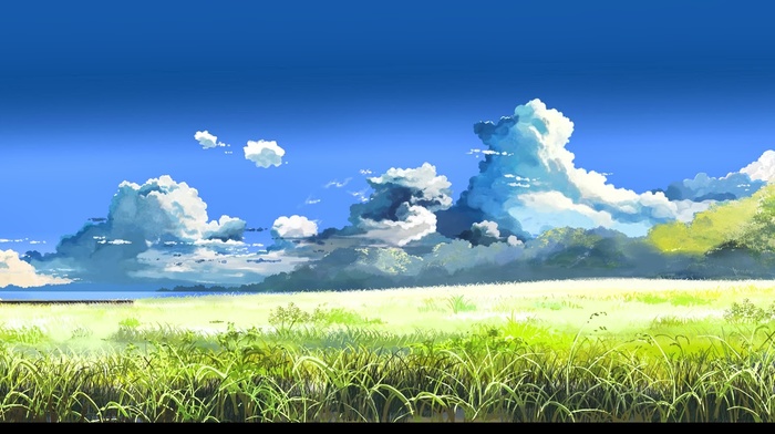 clouds, field, Makoto Shinkai, 5 Centimeters Per Second