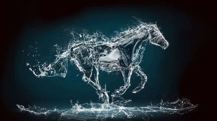 water, horse, photoshop, art, stunner