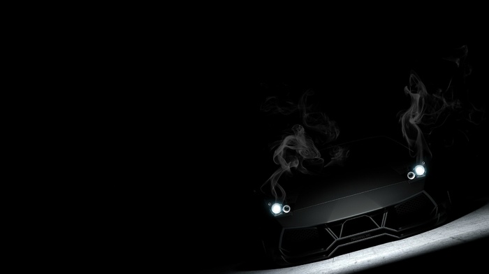lamborghini, photoshop, minimalism, Lamborghini, smoke, cars, headlights