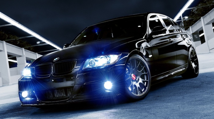 BMW, headlights, wheels, cars, supercar, black, photo, parking