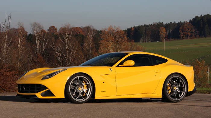 Ferrari, yellow, photo, supercar, sportcar, nature, autumn, ferrari, cars