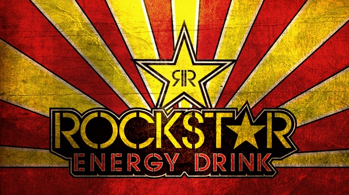 Rockstar drink, red, yellow