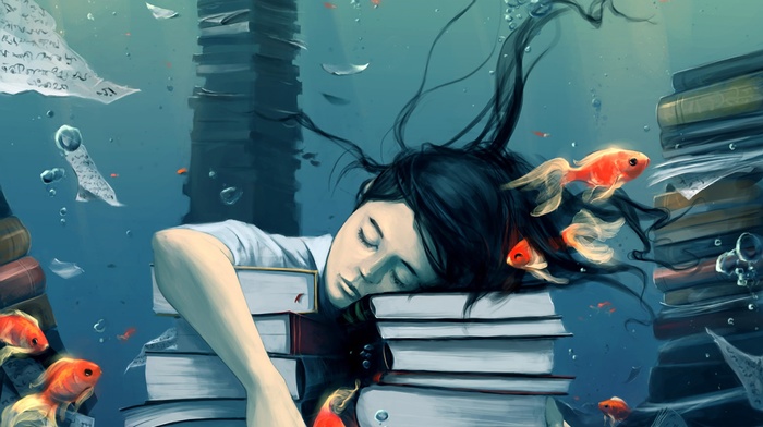 underwater, artwork, books