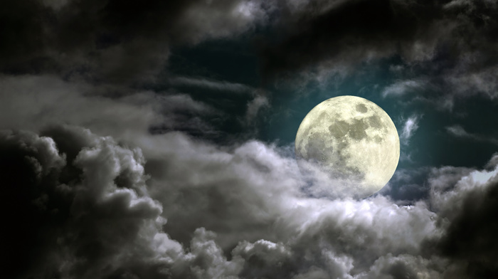 night, stunner, clouds, moon, beautiful
