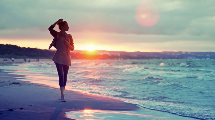 girl, beach