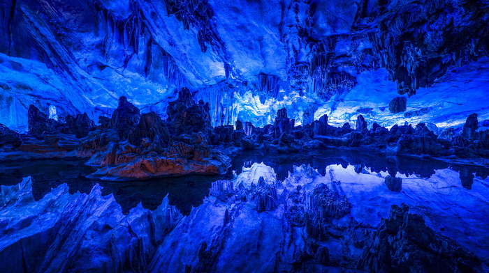 China, beauty, cave, reflection, stunner