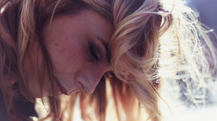 blonde, girl, face