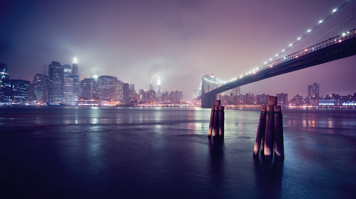 city, Brooklyn Bridge, New York City, bridge