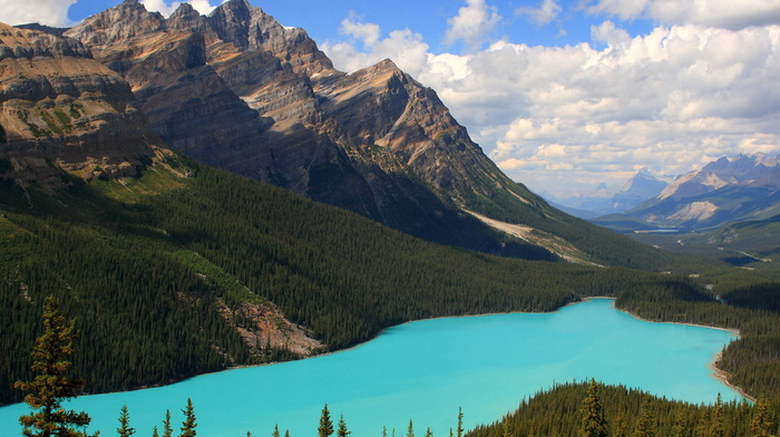 forest, lake, nature, sky, beauty, Canada, mountain