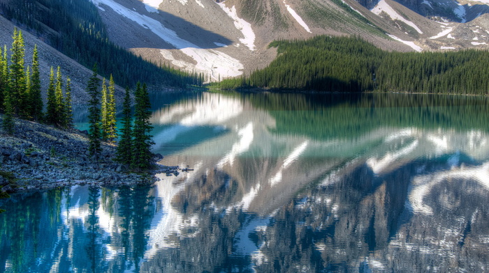 nature, beauty, forest, lake, Canada, mountain, reflection