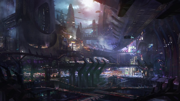 futuristic, city