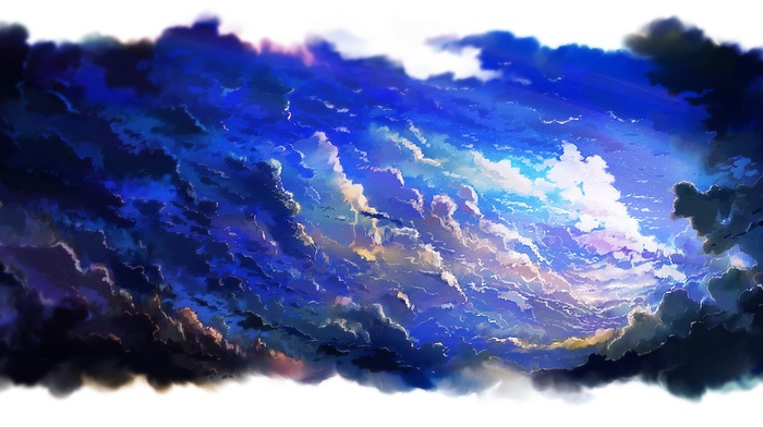 artwork, clouds, sky, anime