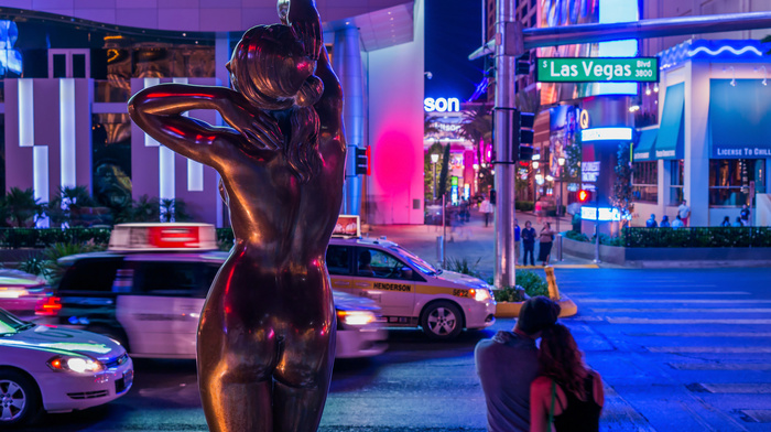 statue, night, street, cities