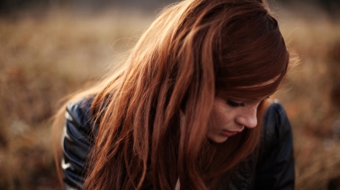 freckles, redhead, long hair