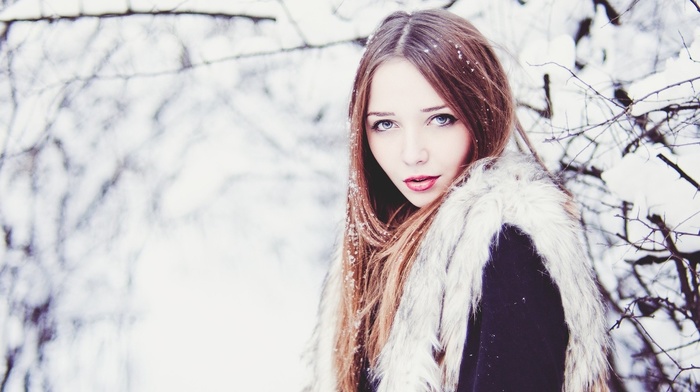face, redhead, girl, pale, snow, winter