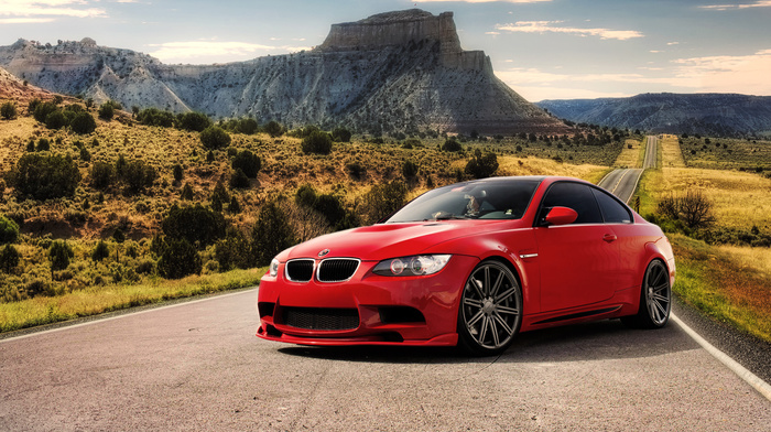 BMW, road, sportcar, cars, mountain, red, nature, supercar, bmw