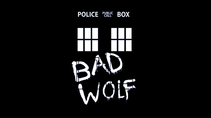 tardis, black background, Doctor Who, Bad Wolf