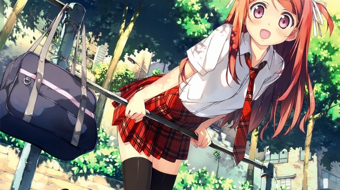 school uniform, thigh, highs, anime, anime girls, Kantoku
