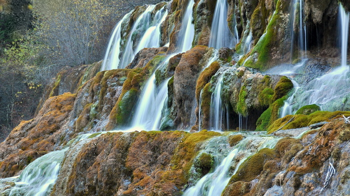 nature, China, moss, beauty, waterfall