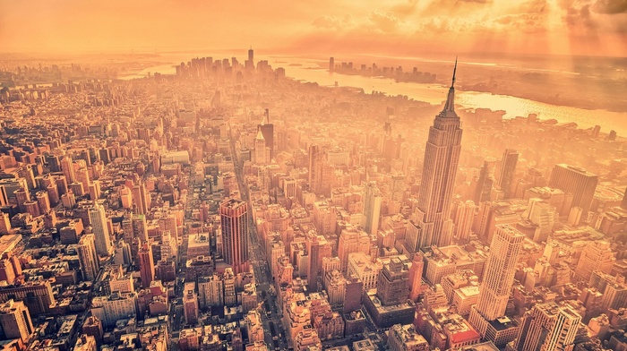 city, empire state building, filter, sunlight, cityscape, urban, New York City