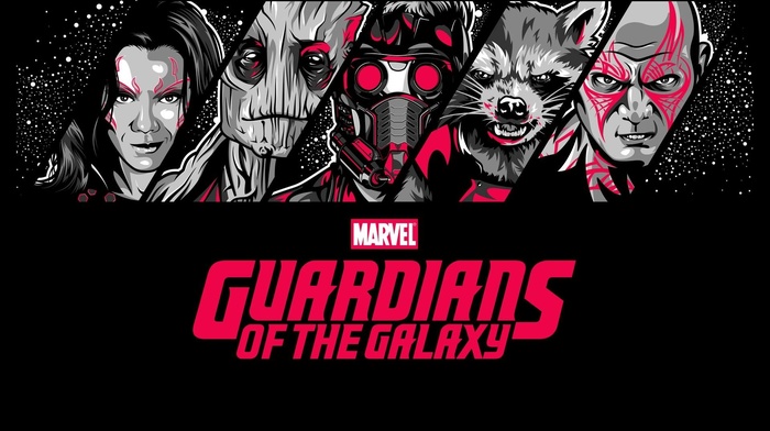 Rocket Raccoon, guardians of the galaxy, Drax the Destroyer, Gamora, groot, star lord