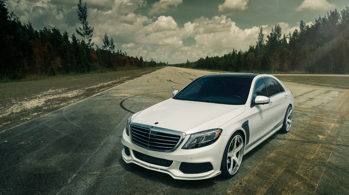 white, sky, cars, road, nature, forest