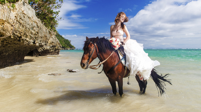 girl, on, sea, girls