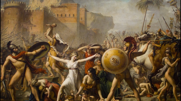 war, Romania, tableau, The Intervention of the Sabine Women, painting, Jacques Louis David, Les Sabines