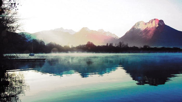 lake, water, boat