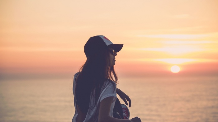 sunset, brunette