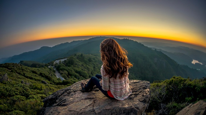 girl outdoors, brunette
