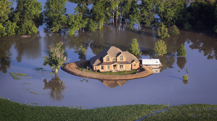 beauty, trees, USA, water, house, stunner