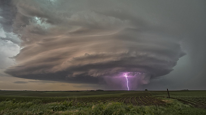 field, sky, beauty, lightning, stunner