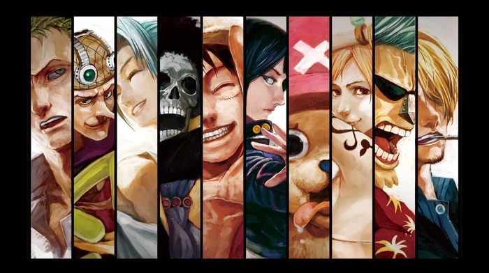 One Piece, panels, anime, Straw Hat Pirates