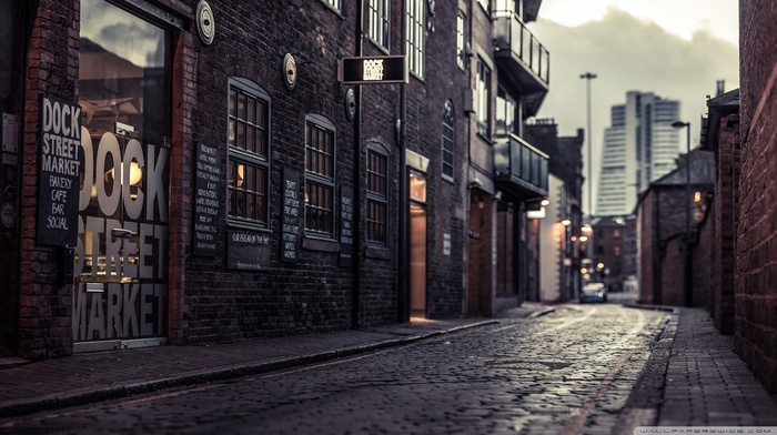 dark, street, London, England