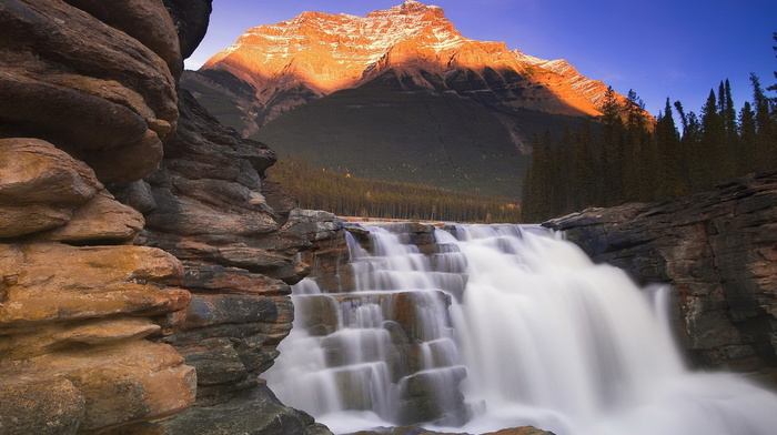 Canada, beauty, mountain, sky, stunner, waterfall