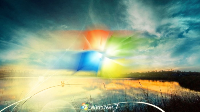nature, sunset, Windows 7, photoshop, windows, sky
