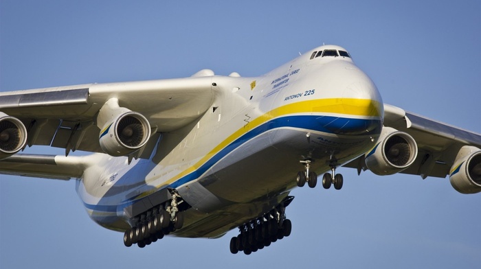 in, blue, airplane, sky, yellow, Ukraine, aircraft, fly