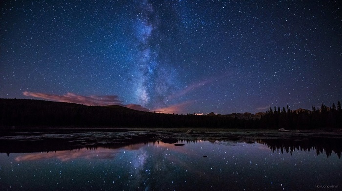 lake, Milky Way, stars