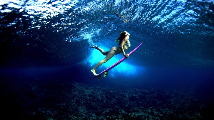 girl, surfers, water