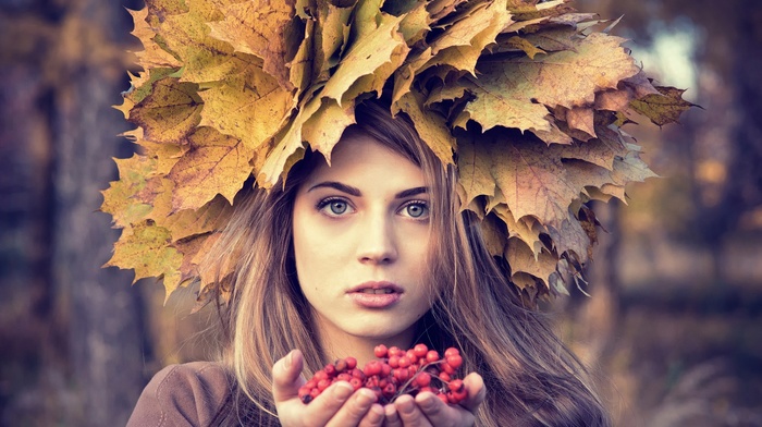 leaves, girl