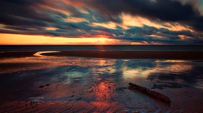 Sun, clouds, nature, sea