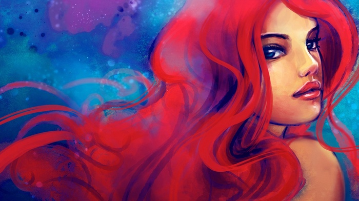 The Little Mermaid, redhead, girl, alicexz, mermaids, artwork, Disney