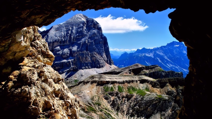 mountain, sky, nature, rocks