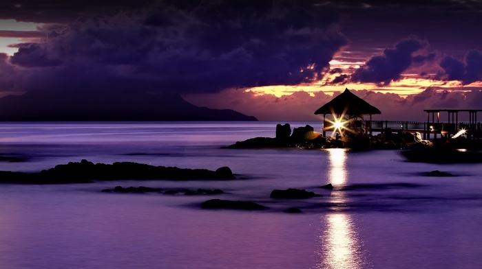 sunset, nature, pier